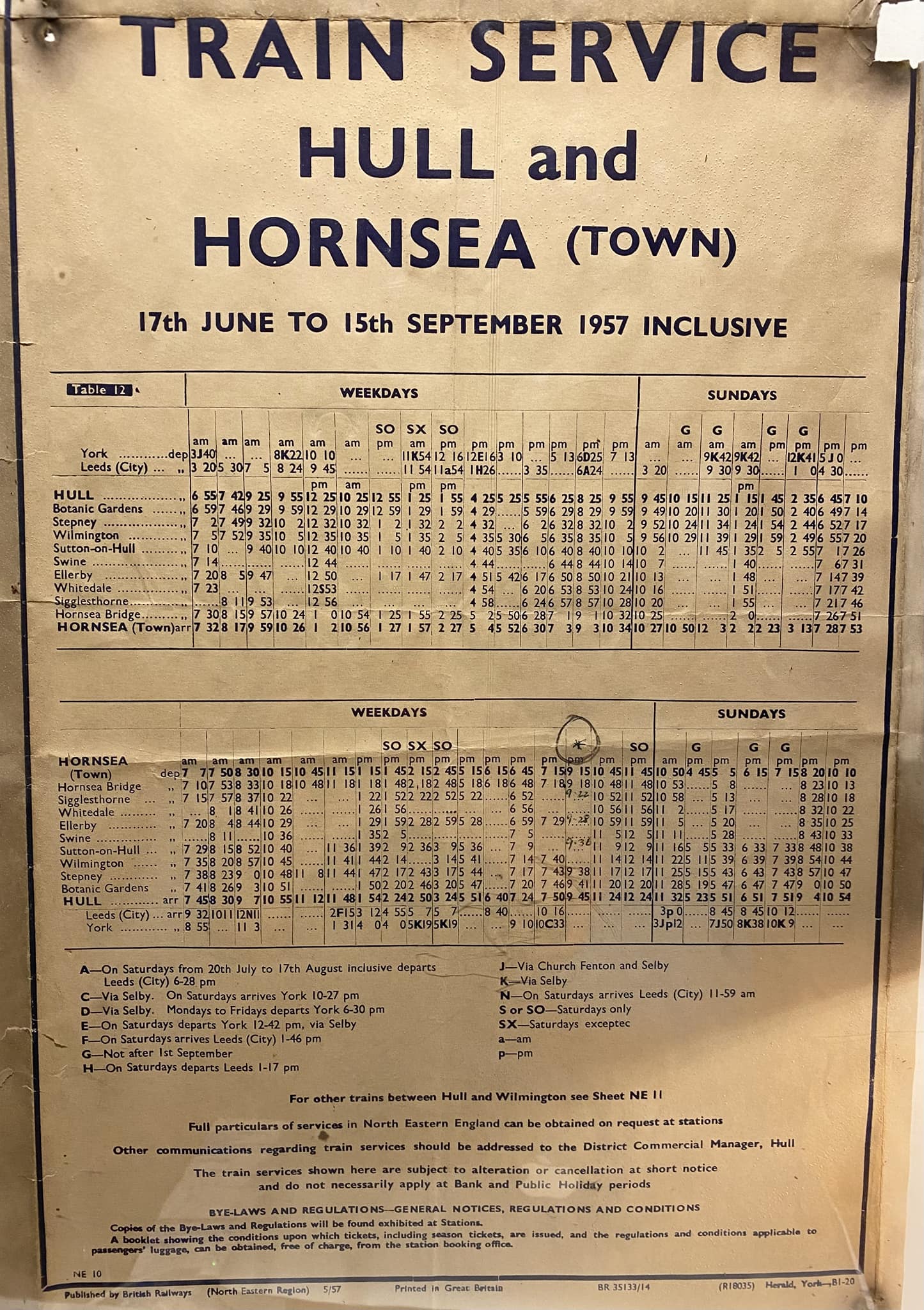 Here Is A Timetable For The Hull To Hornsea Railway